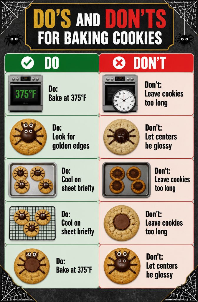 Guidelines for baking cookies, highlighting key points.