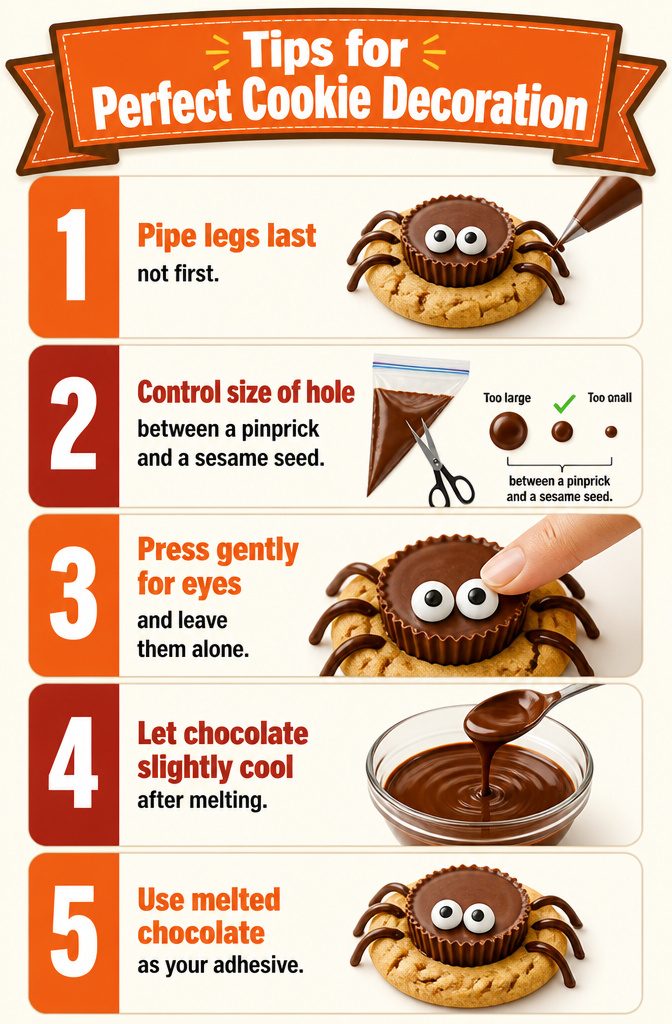 Instructions for perfect cookie decoration with chocolate.