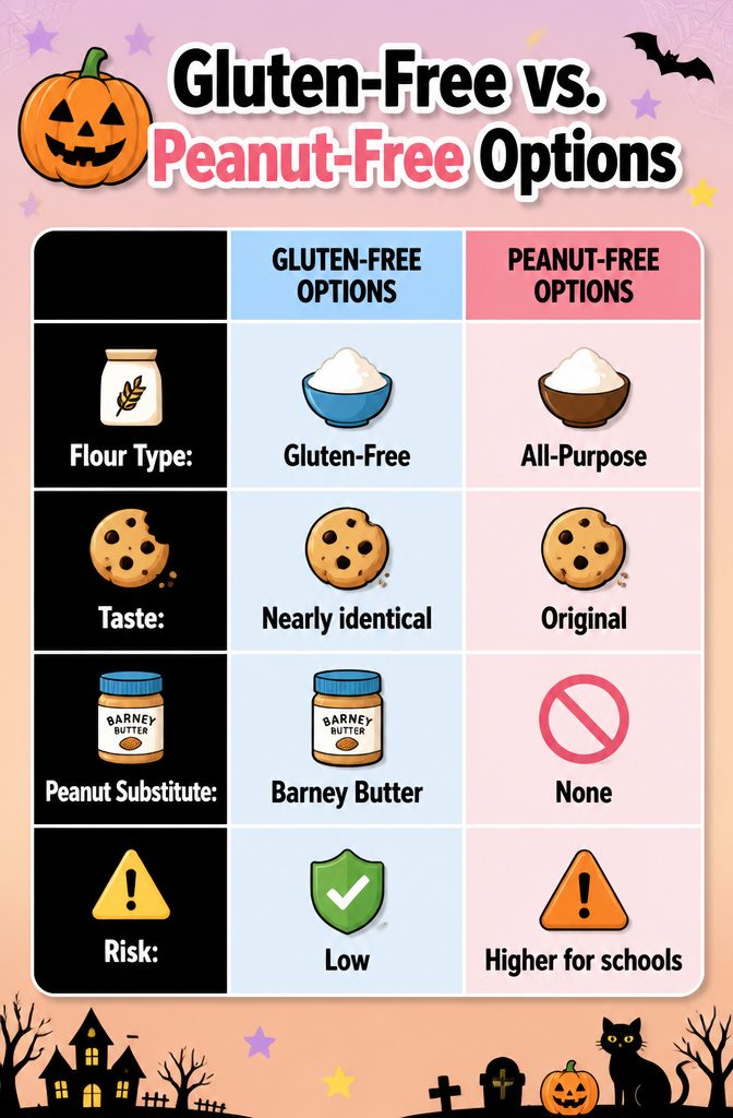 Ingredients and alternatives for allergy-friendly cookies.