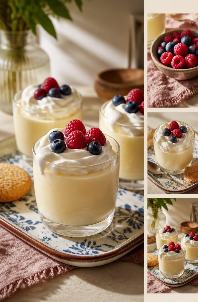 Homemade Pudding Recipe: Creamy Stovetop Dessert 5 Individual servings of chilled pudding topped with whipped cream.