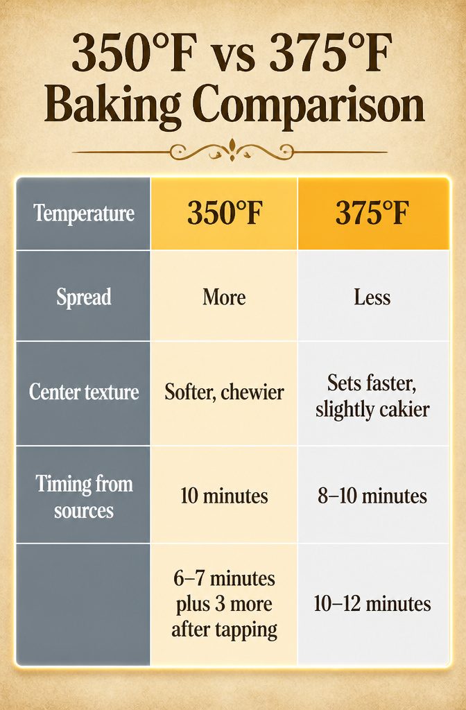 Peanut Butter Spider Cookies: 9 Ingredients, Tips & Decorations 13 A comparison of baking temperatures for peanut butter spider cookies.