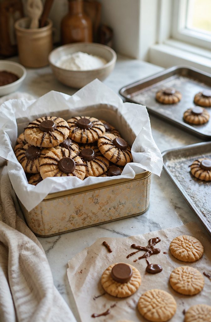 Peanut Butter Spider Cookies: 9 Ingredients, Tips & Decorations 15 A decorative container filled with peanut butter spider cookies.