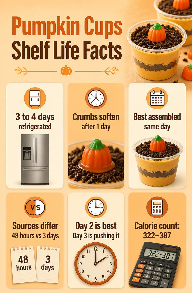 Pumpkin Patch Dessert Cups: Chocolate, Vanilla, Full Moon & More 10 Information about the shelf life of pumpkin patch dessert cups on a countertop.