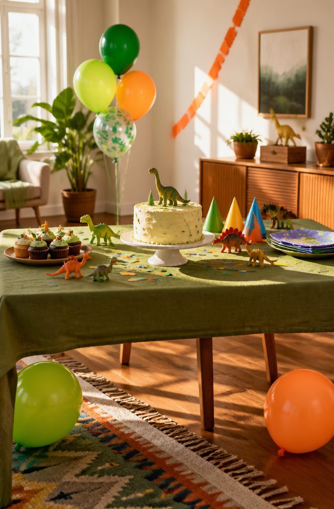 15 Simple Cake Decorating Ideas for 2026 — No Piping Required 14 A cake decorated with a small dinosaur and chocolate hearts.