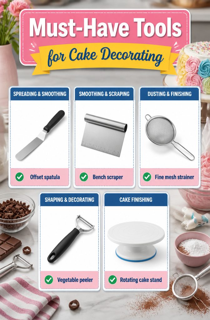 15 Simple Cake Decorating Ideas for 2026 — No Piping Required 18 A collection of must-have tools for cake decorating.