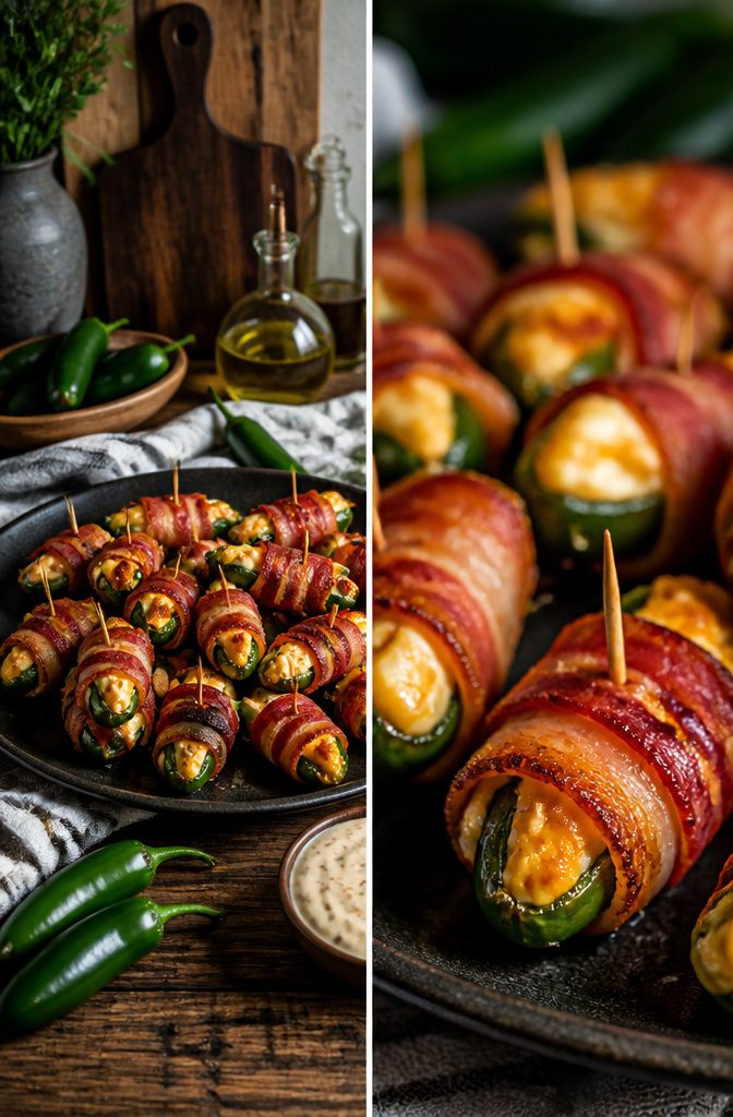16 Wednesday Snack Ideas for 2026: Dark, Sweet and Savory 14 Halved jalapeños stuffed with cream cheese and wrapped in bacon.